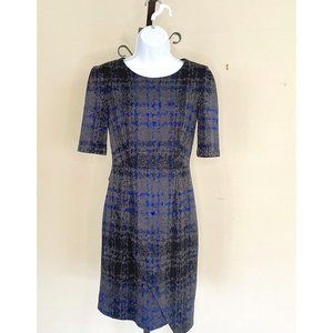 Betsey Johnson® | Blue & Gray Plaid Asymmetrical-Hem Sheath Dress